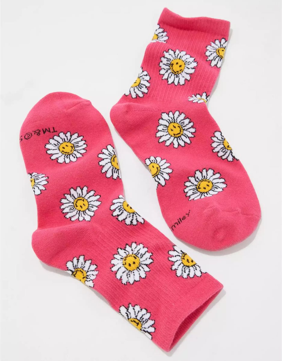 Chaussettes American Eagle AE Smiley Daisy '90s Crew Rose Clair Femme | DZH-64877585